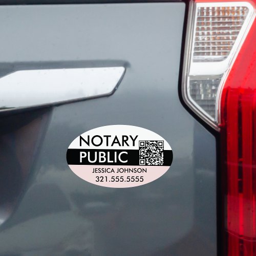 Minimal Simple Black Pink QR Marketing Notary  Car Magnet