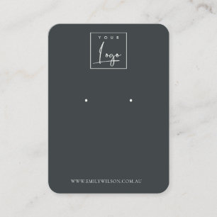 Minimal Simple Black & White Dark Earring Display Business Card
