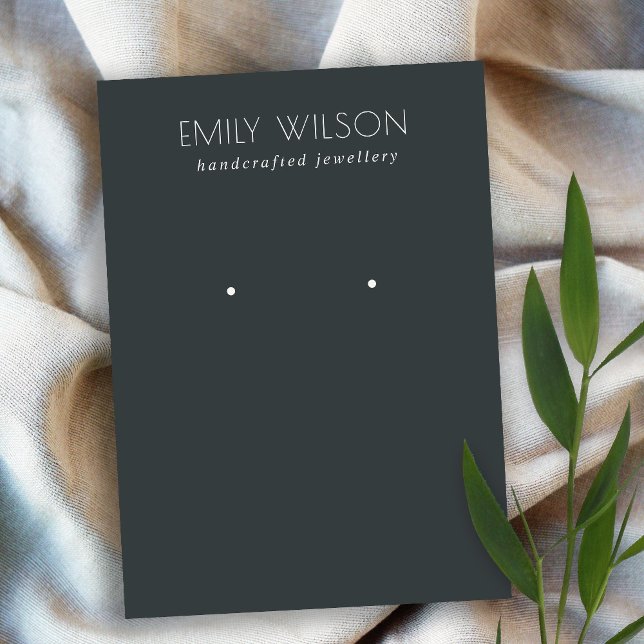 Minimal Simple Black & White Dark Earring Display Business Card (Creator Uploaded)