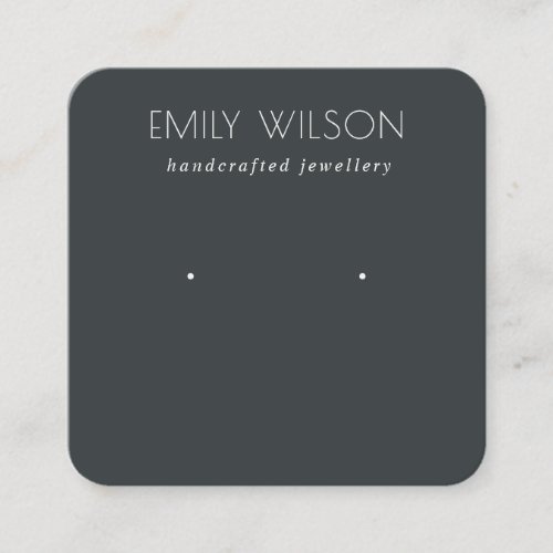 Minimal Simple Black  White Dark Earring Display  Square Business Card