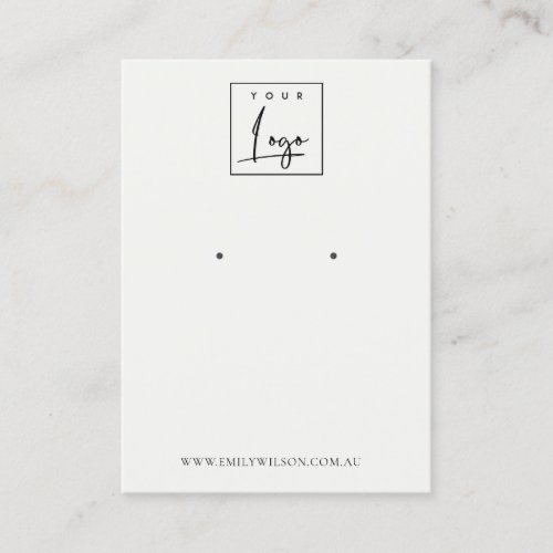 Minimal Simple Black White Logo Earring Display Business Card