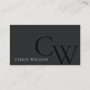 Minimal Simple Black & White Monogram Initial Business Card