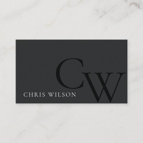 Minimal Simple Black  White Monogram Initial Business Card