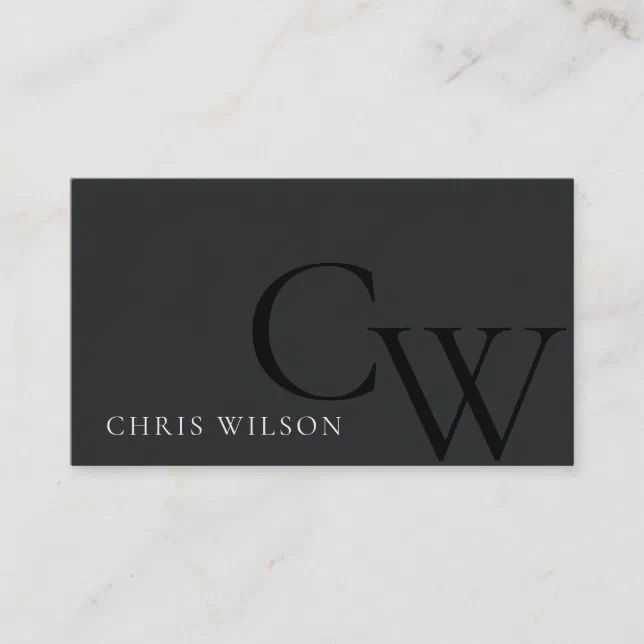 Minimal Simple Black & White Monogram Initial Business Card | Zazzle