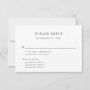 Minimal Simple Black & White RSVP Appetizer Choice