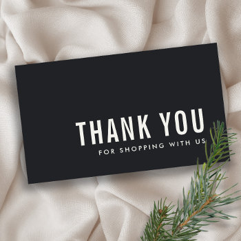 Minimal Simple Black White Thank You Logo Shopping Business Card by YellowFebPaperie at Zazzle