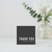 MINIMAL SIMPLE BLACK WHITE THANK YOU LOGO SHOPPING SQUARE BUSINESS CARD (Standing Front)