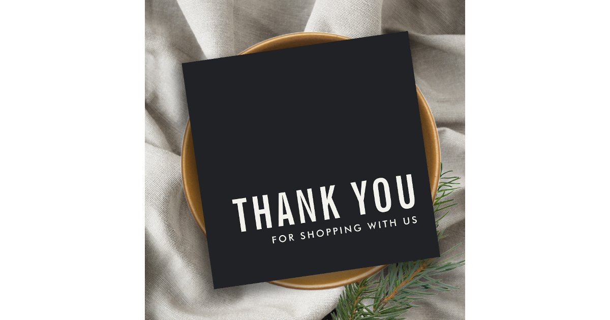 MINIMAL SIMPLE BLACK WHITE THANK YOU LOGO SHOPPING SQUARE BUSINESS CARD ...