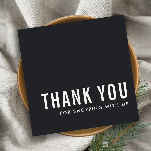 MINIMAL SIMPLE BLACK WHITE THANK YOU LOGO SHOPPING SQUARE BUSINESS CARD ...