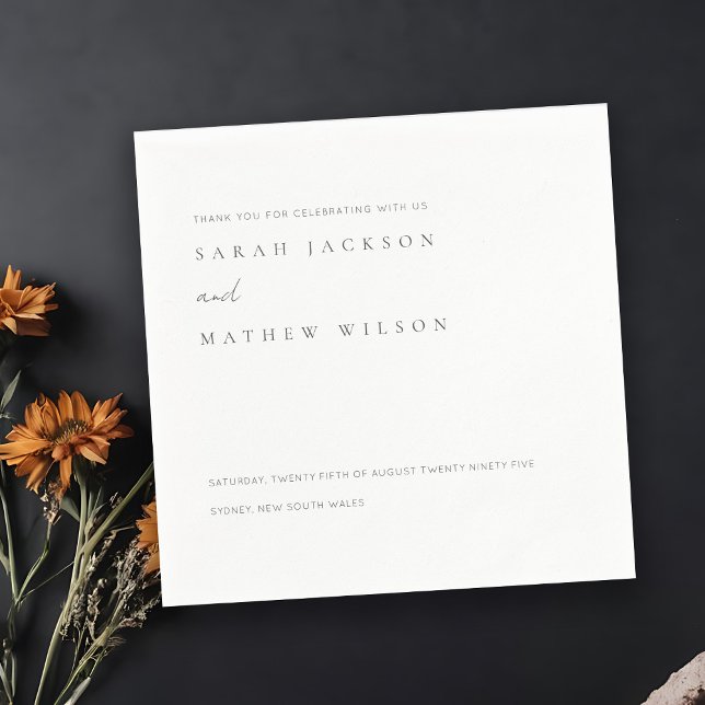 Minimal Simple Black & White Typography Wedding Napkins (Creator Uploaded)