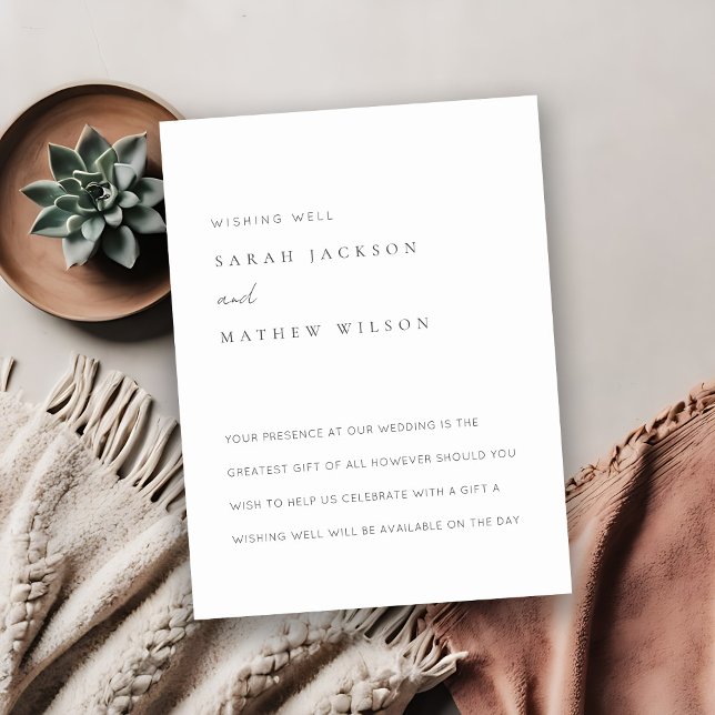 Minimal Simple Black & White Wedding Wishing Well Enclosure Card (Creator Uploaded)