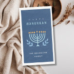 Minimal Simple Blue Menorah Candles Happy Hanukkah Paper Guest Towels<br><div class="desc">If you need any further customisation please feel free to message me on yellowfebstudio@gmail.com.</div>