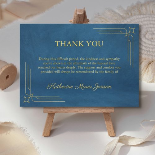 Minimal Simple Blue Sympathy After Funeral  Thank You Card