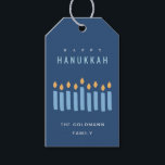 Minimal Simple Blue Yellow Candles Happy Hanukkah Gift Tags<br><div class="desc">If you need any further customisation please feel free to message me on yellowfebstudio@gmail.com.</div>