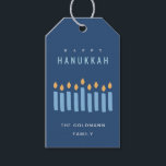 Minimal Simple Blue Yellow Candles Happy Hanukkah Gift Tags<br><div class="desc">If you need any further customisation please feel free to message me on yellowfebstudio@gmail.com.</div>