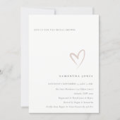 Minimal Simple Blush Heart Bridal Shower Invite (Front)