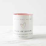 Minimal Simple Blush Heart Maid of Honor Gift Two-Tone Coffee Mug<br><div class="desc">If you need any further customisation please feel free to message me on yellowfebstudio@gmail.com.</div>