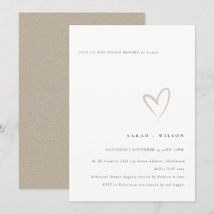 Minimal Simple Blush Heart Night Before Invite