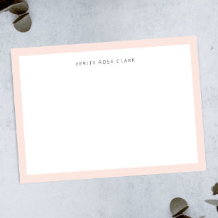 Minimal Simple Blush Pink Feminine Monogram Note Card