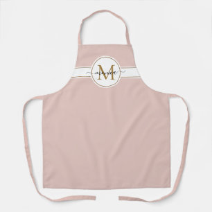 Minimal Simple Blush Pink Gold Monogrammed Name Apron