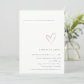 Minimal Simple Blush Pink Heart Baby Shower Invite (Standing Front)