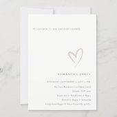 Minimal Simple Blush Pink Heart Baby Shower Invite (Front)
