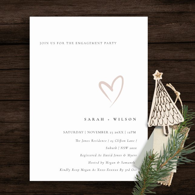 Minimal Simple Blush Pink Heart Engagement Invite (Creator Uploaded)