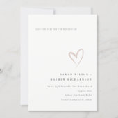 Minimal Simple Blush Pink Heart Save The Date Card (Front)