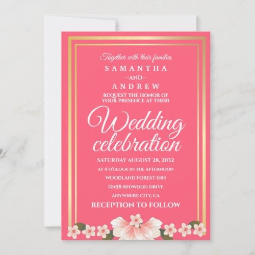 Minimal Simple Blush Pink Heart Wedding Invite