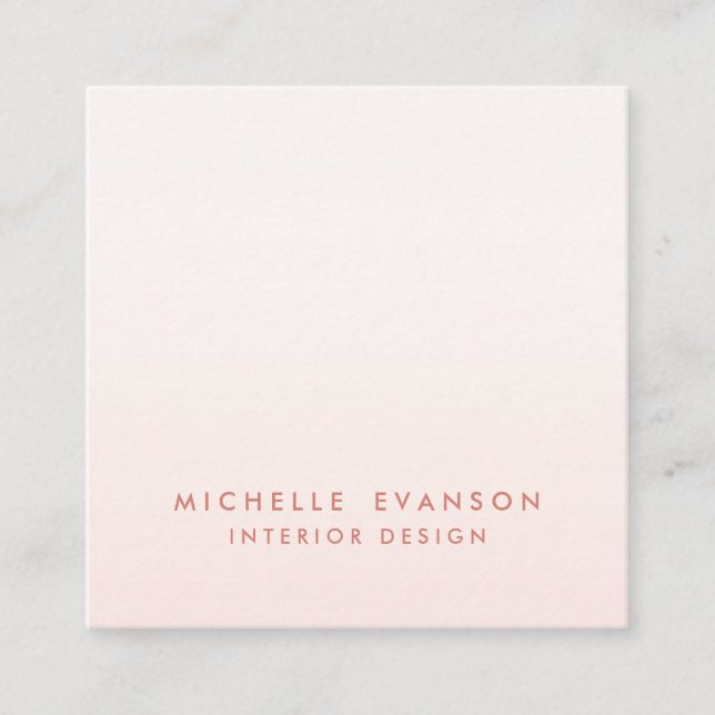 Minimal Simple Blush Pink Professional Square Business Card (Front)