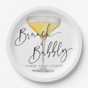Minimal Simple Brunch and Bubbly Paper Plates