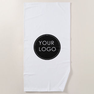 Minimal Simple Business Company Logo White Beach Towel