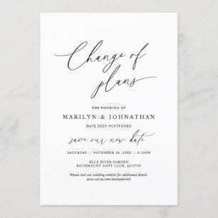 Minimal Simple Change of plans, wedding postponed Invitation
