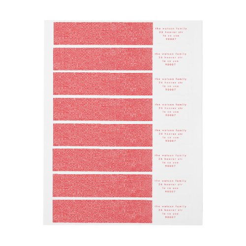 Minimal Simple Christmas Red Doodle Return Address Wrap Around Label