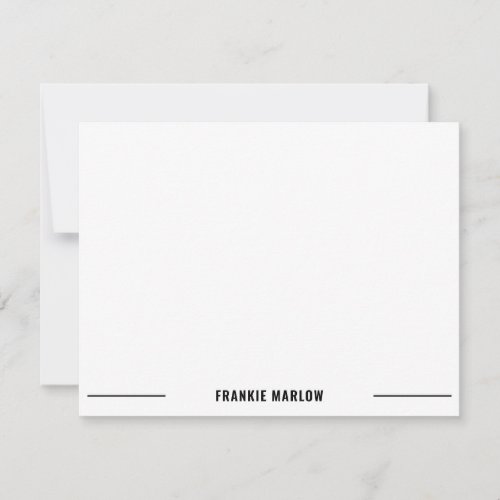 Minimal Simple Classic Masculine White Note Card