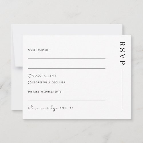 Minimal Simple Classic Wedding RSVP Postcard