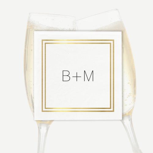 minimal simple clean and clear monogram on white napkins