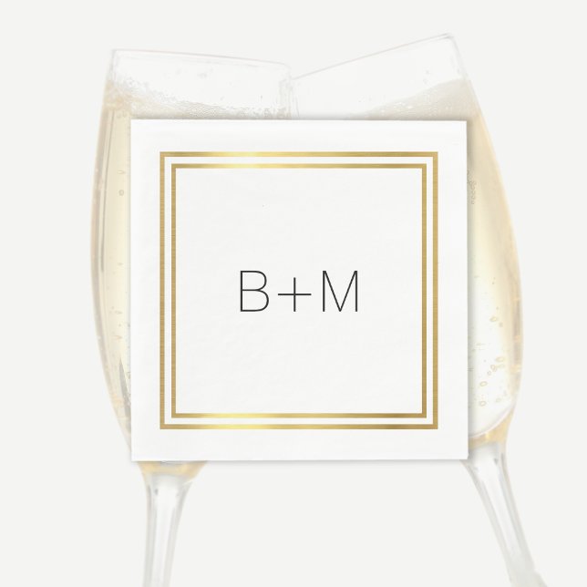 minimal simple, clean and clear monogram on white napkins (Creator Uploaded)