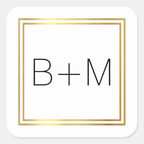 minimal simple clean and clear monogram on white  square sticker