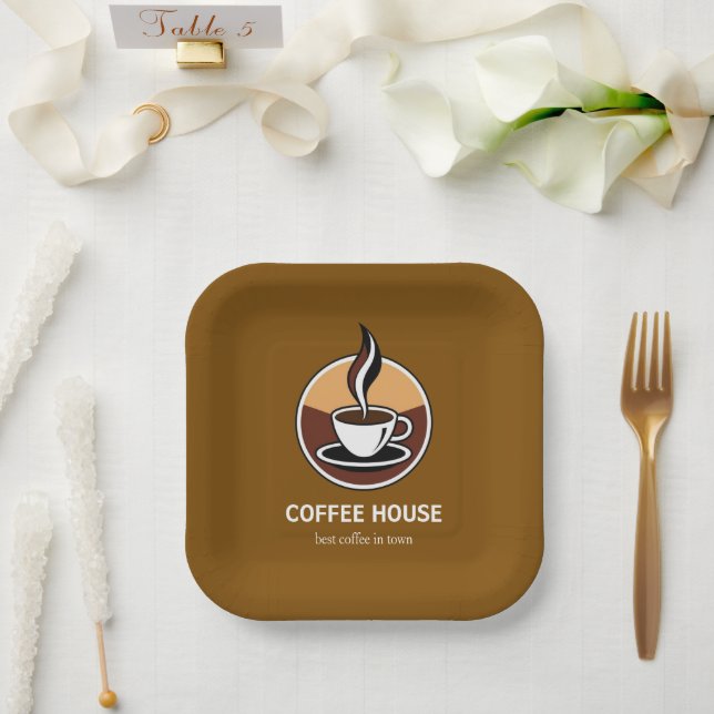 Minimal Simple Coffee Shop barista business Card Paper Plates (Wedding)