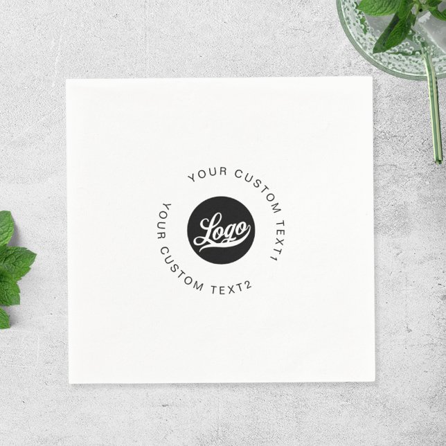 Minimal Simple Company logo & Round text Business Napkins (Creator Uploaded)