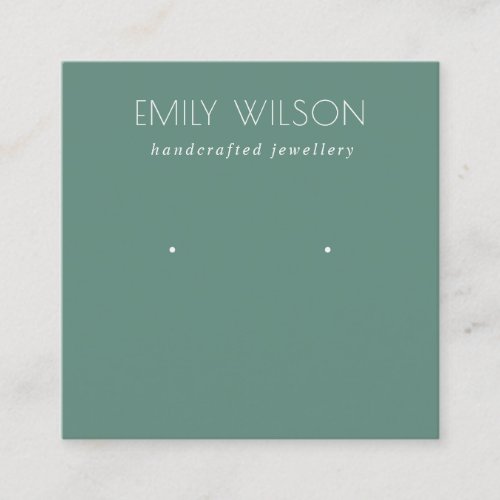 Minimal Simple Dusky Blue Green Earring Display  Square Business Card