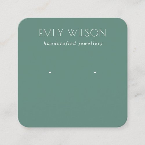 Minimal Simple Dusky Blue Green Earring Display Square Business Card