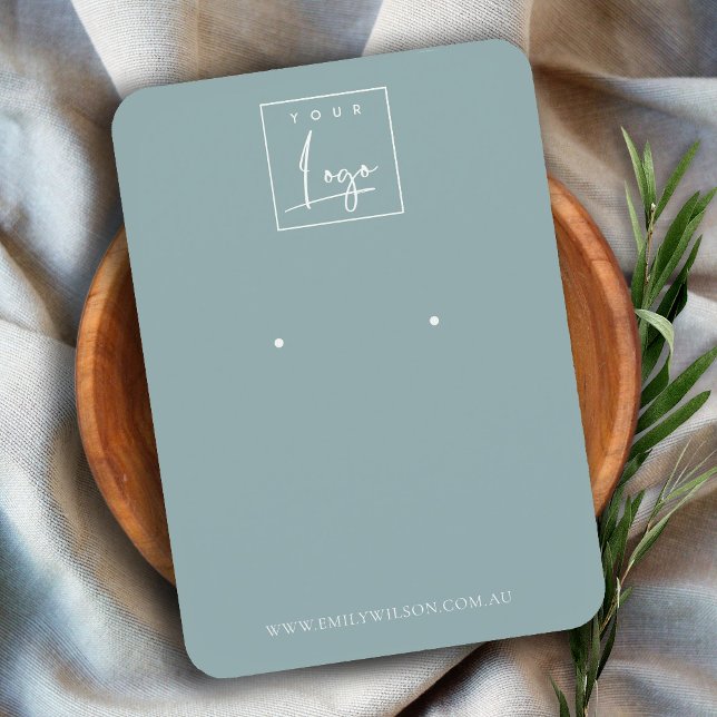 Minimal Simple Dusky Blue Grey Earring Display Business Card (Creator Uploaded)