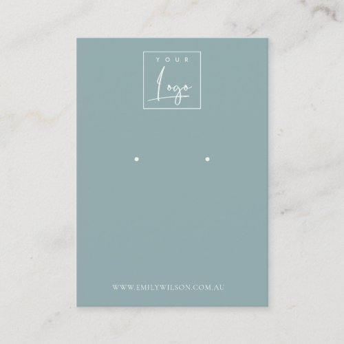 Minimal Simple Dusky Blue Grey Earring Display Business Card