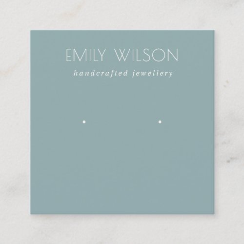 Minimal Simple Dusky Blue Grey Earring Display  Square Business Card