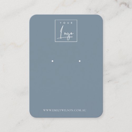 Minimal Simple Dusky Blue Logo Earring Display Business Card