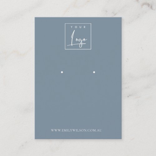 Minimal Simple Dusky Blue Logo Earring Display Business Card