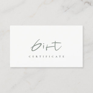 Minimal Simple Dusky Green Script Gift Certificate