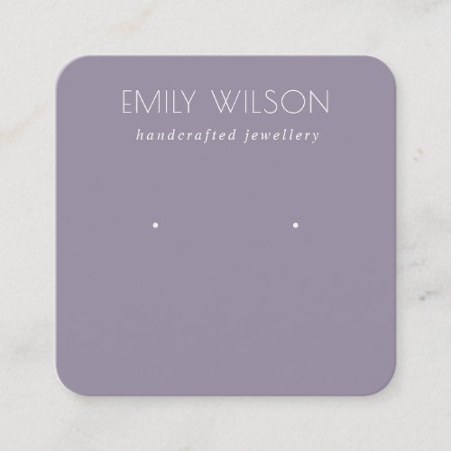 Minimal Simple Dusky Lilac Purple Earring Display Square Business Card